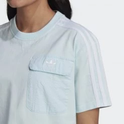 Εκπτωση 🔔 T-shirts | Μπλούζα κοντό μανίκι Adidas Originals Adicolor Classics Poplin Back Loose Tee BLUE 🔔 -Deals Hoka Store adidas originals adicolor classics poplin back loose tee 9