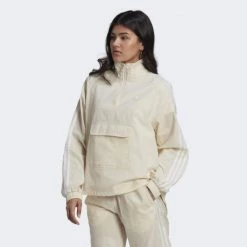 Εξοδος 🔔 Ζακέτες Adidas Originals Adicolor Classics Poplin Half-Zip Track Jacket BEIGE ✨