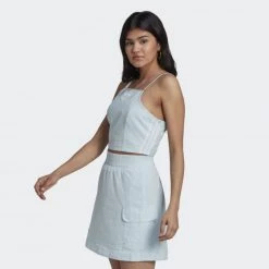 Κουπόνι 💯 Αμάνικα T-shirts Adidas Originals Adicolor Classics Poplin Halter-Neck Top BLUE 💯