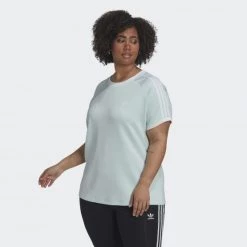 Προώθηση 😉 T-shirts | Μπλούζα κοντό μανίκι Adidas Originals Adicolor Classics Slim 3-Stripes Tee (Plus Size) BLUE 🤩