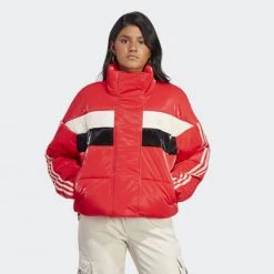 Φτηνός 🤩 Μπουφάν Adidas Originals Adidas Ski Chic Puffer Jacket RED 😍