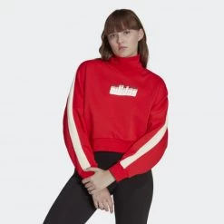 Εξοδος 🧨 Μπλούζα Μακρύ Μανίκι Adidas Originals Adidas Ski Chic Sweatshirt RED 😍