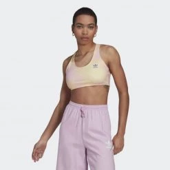 Εξοδος 👏 T-shirts | Μπλούζα κοντό μανίκι Adidas Originals Allover Print Bra Top Bliss Lilac / Almost Yellow 💯