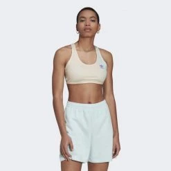 Φτηνός 💯 T-shirts | Μπλούζα κοντό μανίκι Adidas Originals Allover Print Bra Top Almost Blue / Hazy Orange 🎁