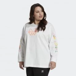 Το φθηνότερο 😍 Μπλούζα Μακρύ Μανίκι Adidas Originals Always Original Graphic Long Sleeve Tee (Plus Size WHITE 😍