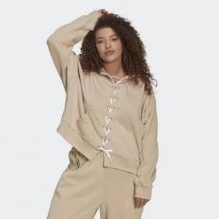 Best Pirce 🎁 Μπλούζα Με Κουκούλα Adidas Originals Always Original Laced Hoodie (Plus Size) BEIGE ⭐