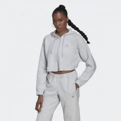 Προώθηση ✨ Ζακέτες Adidas Originals Crop Loungewear Γυναικεία Ζακέτα LGREYH 😉