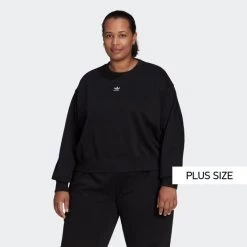 Συμφωνίες 🥰 Φούτερ Adidas Originals Adicolor Essentials Crew Plus Size Γυναικεία Μπλούζα Φούτερ BLACK 🎉