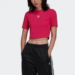 Flash Sale 🌟 T-shirts | Μπλούζα κοντό μανίκι Adidas Originals Adicolor Essentials Rib Γυναικείο Crop Top REAMAG ❤️ -Deals Hoka Store adidas originals tee 45
