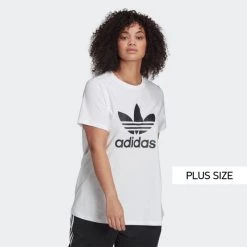 Flash Sale 😉 T-shirts | Μπλούζα κοντό μανίκι Adidas Originals Adicolor Plus Size Γυναικείο T-shirt WHITE 🔥