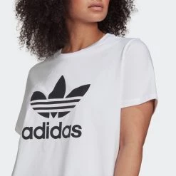 Flash Sale 😉 T-shirts | Μπλούζα κοντό μανίκι Adidas Originals Adicolor Plus Size Γυναικείο T-shirt WHITE 🔥 -Deals Hoka Store adidas originals trefoil tee 14