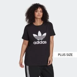 Το φθηνότερο 👍 T-shirts | Μπλούζα κοντό μανίκι Adidas Originals Adicolor Plus Size Γυναικείο T-shirt BLACK 🔔
