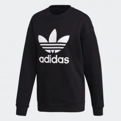 Τοπ 10 🧨 Φούτερ Adidas Originals Trefoil Γυναικείο Φούτερ BLACK/WHITE 🛒
